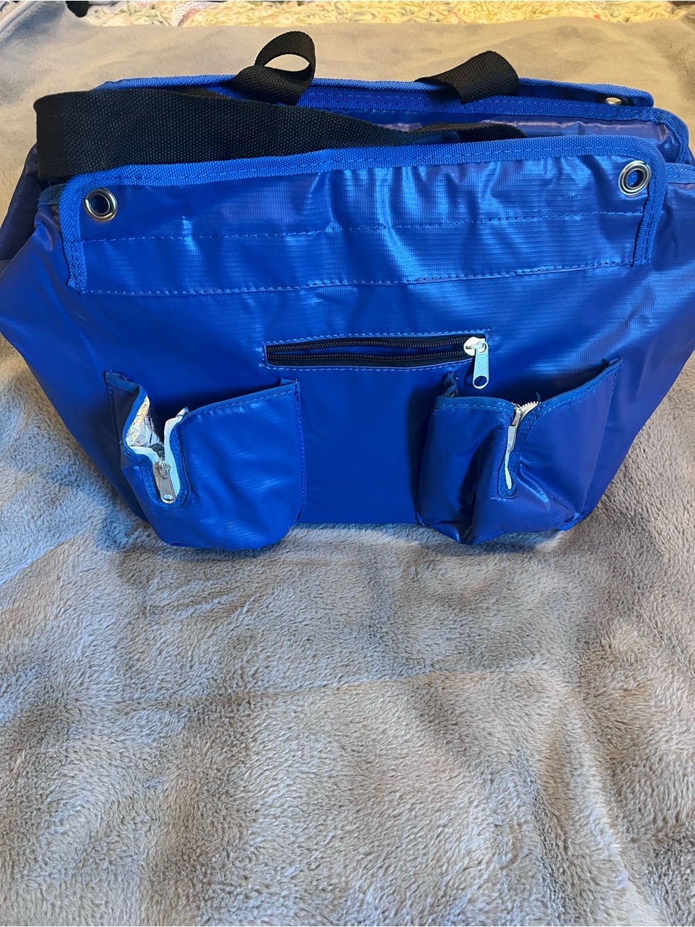 Bright Blue Nylon Insulated Cooler with Front Zip and Can Pocket Coozies New